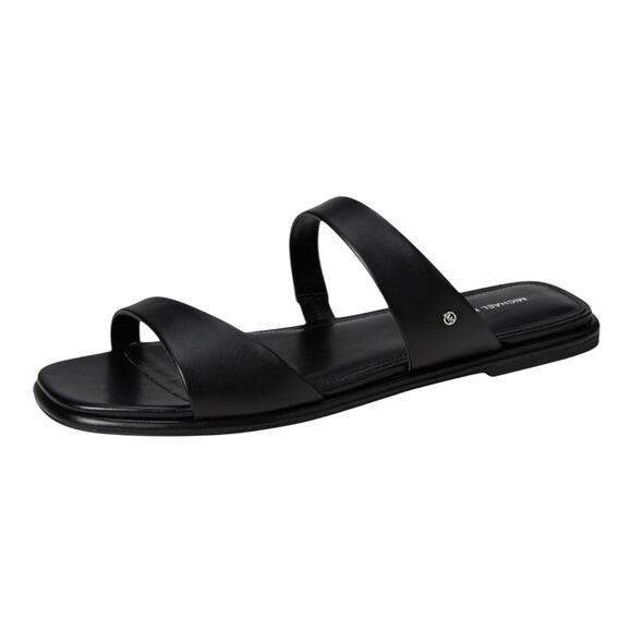 Michael Kors Women's Jaida Leather Slide Sandals Black Size 6 - Picture 1 of 5